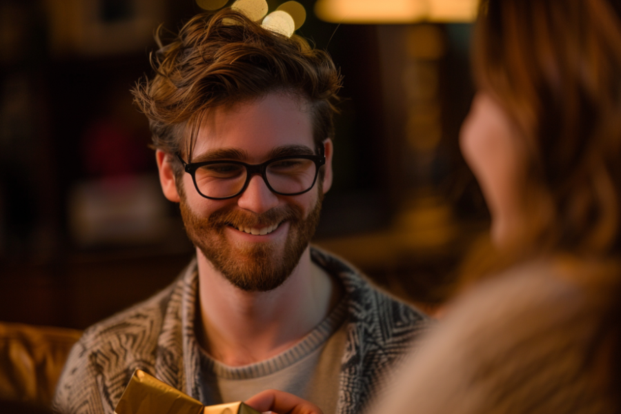 Mężczyzna uśmiecha się do kobiety